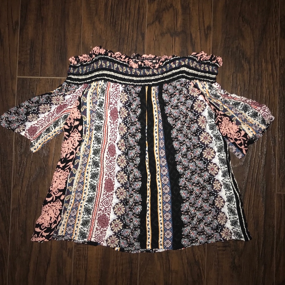 Topshop off the shoulder short sleeve shirt